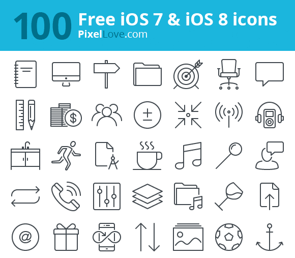 100 free iOS 7 & iOS 8 icons