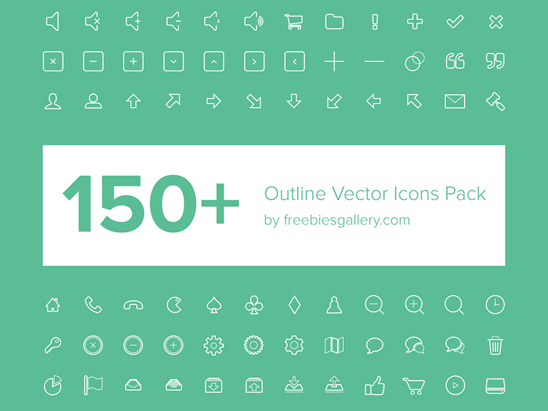 150+ Outline Vector Icons Pack